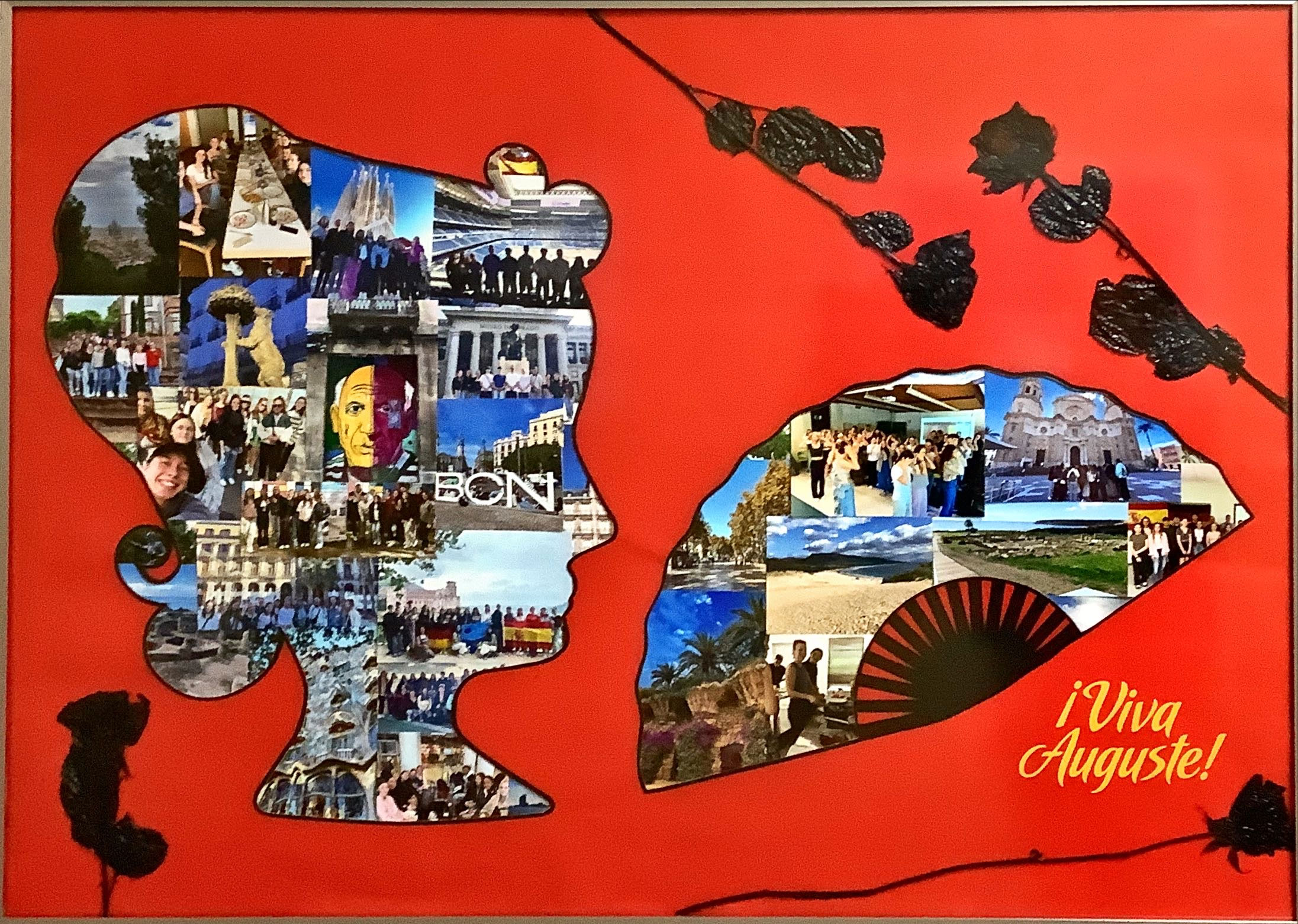 Auguste Silhouette mit Fächer, innen mit Spanien Fotos ausgeschmückt