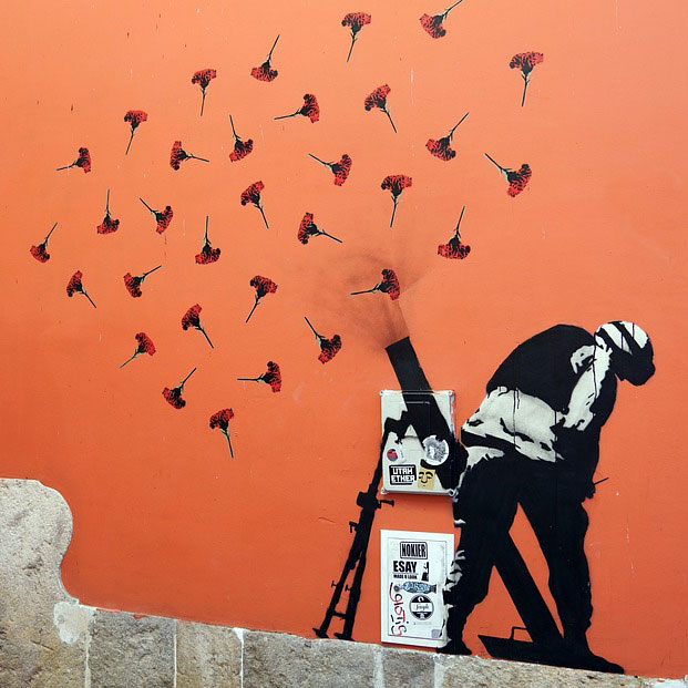 Graffiti im Banksy Stil